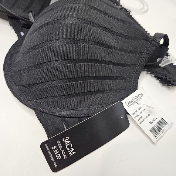 Rampage Intimates 2 Piece Set 34C/M Black Bra Underwear Panty Thong NEW - Picture 17 of 17